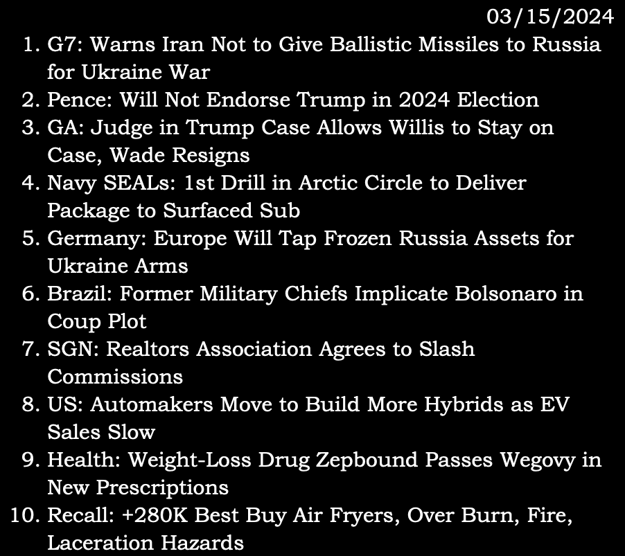 tspuser2605's tweet photo. 03/15/2024 (Friday)
source: via.linktree
#G7 #Iran #Russia #Ukraine #MikePence #DonaldTrump #Georgia #FaniWillis #NathanWade #NavySEALs #Arctic #Germany #Europe #Brazil #JairBolsonaro #SGN #NAR #hybrid #Zepbound #Wegovy #recall #BestBuy https://t.co/wFy32BELnM