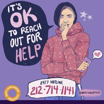 You don't have to heal alone. We know that it can difficult, but it's ok to reach out for help. If you are an LGBTQ+ or HIV-affected survivor of violence, contact our hotline at 212-714-1141 for services ranging from counseling to legal support.