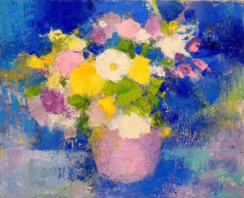Peichunn's tweet photo. ➰Oil on canvas

在靜謐的藍中淺淺綻放🌸🌸

#油畫 #oilpainting #art #藝術 https://t.co/xBIwwkBtxi