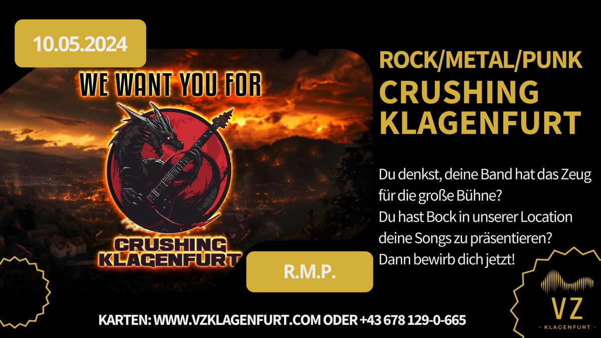 VZKlagenfurt's tweet photo. Lineup fürs #CrushingKlagenfurt - Vol. 1 mit #LackOfPurity , #Uzziel & #Nemoreus live im #VZKlagenfurt steht! #Rock #Metal #concert #Klagenfurt #Carinthia https://t.co/HwHsEe08VL https://t.co/KgFRB9xq3n