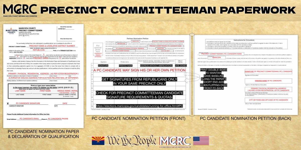 TODAY'S A GREAT DAY TO WORK ON YOUR PRECINCT COMMITTEEMAN CANDIDATE PAPERWORK! Due April 1st 5pm! Registered #Republicans! #America1st #MAGA! Get Donald Trump back in #TheWhiteHouse! Meet! Greet! Get Signatures from fellow Republicans in your #Precinct! maricopagop.org/beapc