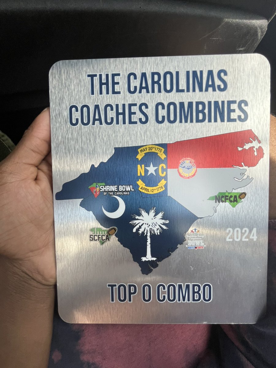 I had a great day @CoachesCombines I was blessed to receive the O combo award. @CoachBWilson2 @SumterFootball