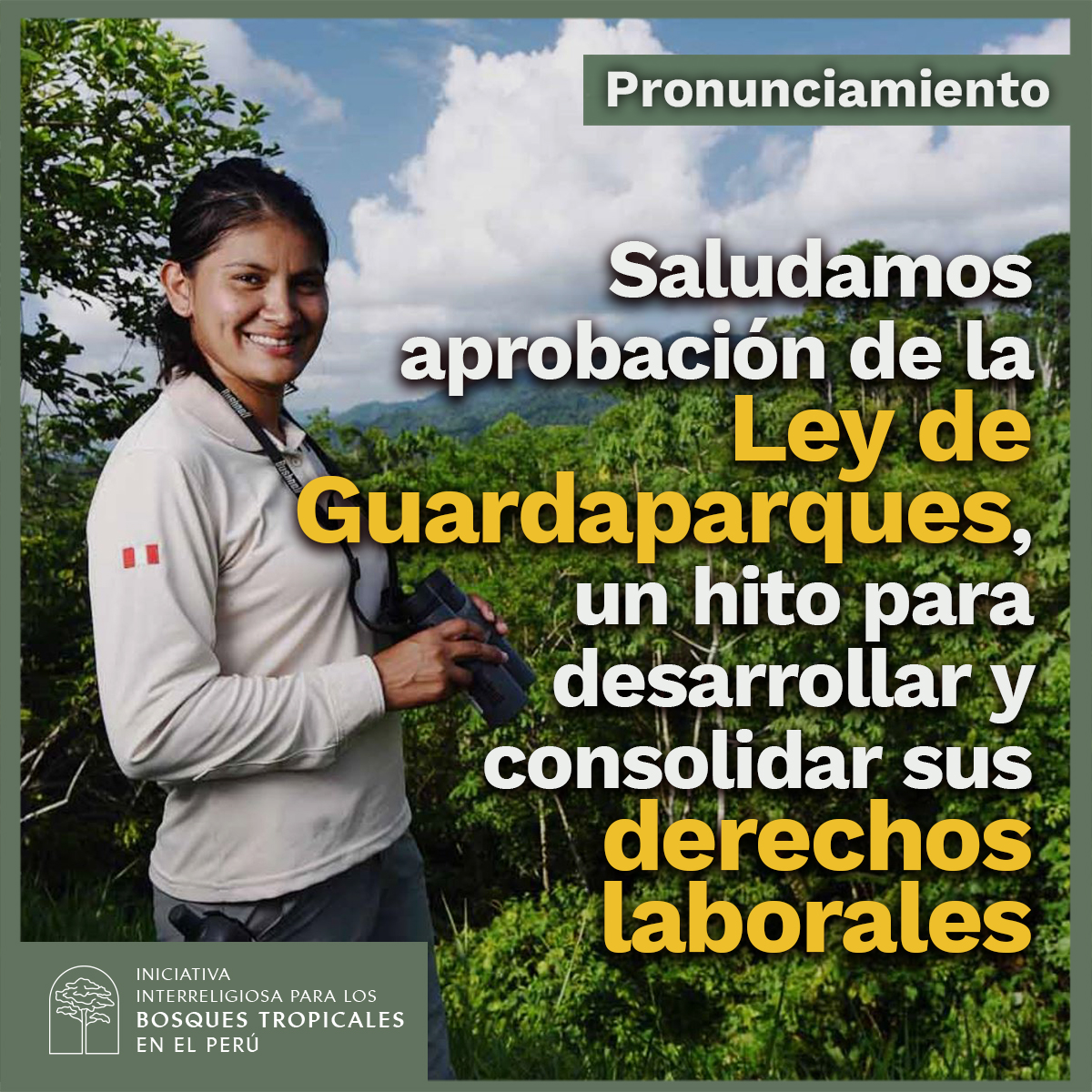 IriPeru's tweet photo. 👏IRI Perú saluda la reciente aprobación de la #LeydeGuardaparques, un hito para desarrollar y consolidar sus #DerechosLaborales
🤝Esta ley era un anhelo de nuestros hermanos guardaparques, guardianes, promotores y educadores de las áreas protegidas.
📌https://t.co/hvgdR5z23o https://t.co/mdsJiubtmD