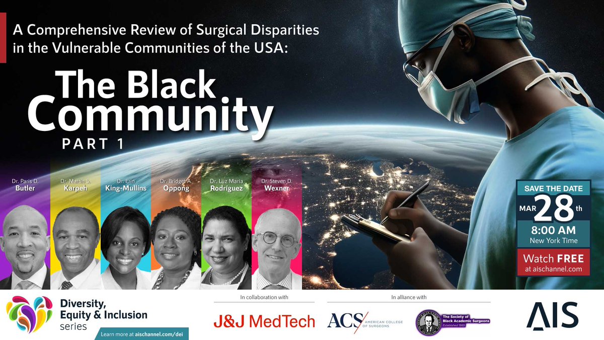 Join us for an informative conversation on surgical disparities in vulnerable populations in the US. More info here: sbas.net/news/article.a… @RodriguezMDNCI @DrParisButler @EKing719 @SWexner @siehk934