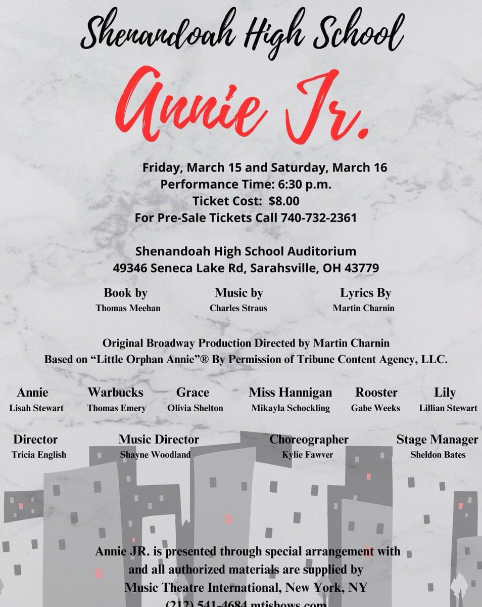 TEnglishSES's tweet photo. If you missed Annie Jr.  last night,  you can catch it tonight- Saturday, March 16 at 6:30pm!  Tickets are $8.00 

Come support the Zeps Players!

Kids 10 and under will get in free! 

Let's fill the house!

#nobleimapct #gozeps https://t.co/eoqtfNKGcJ