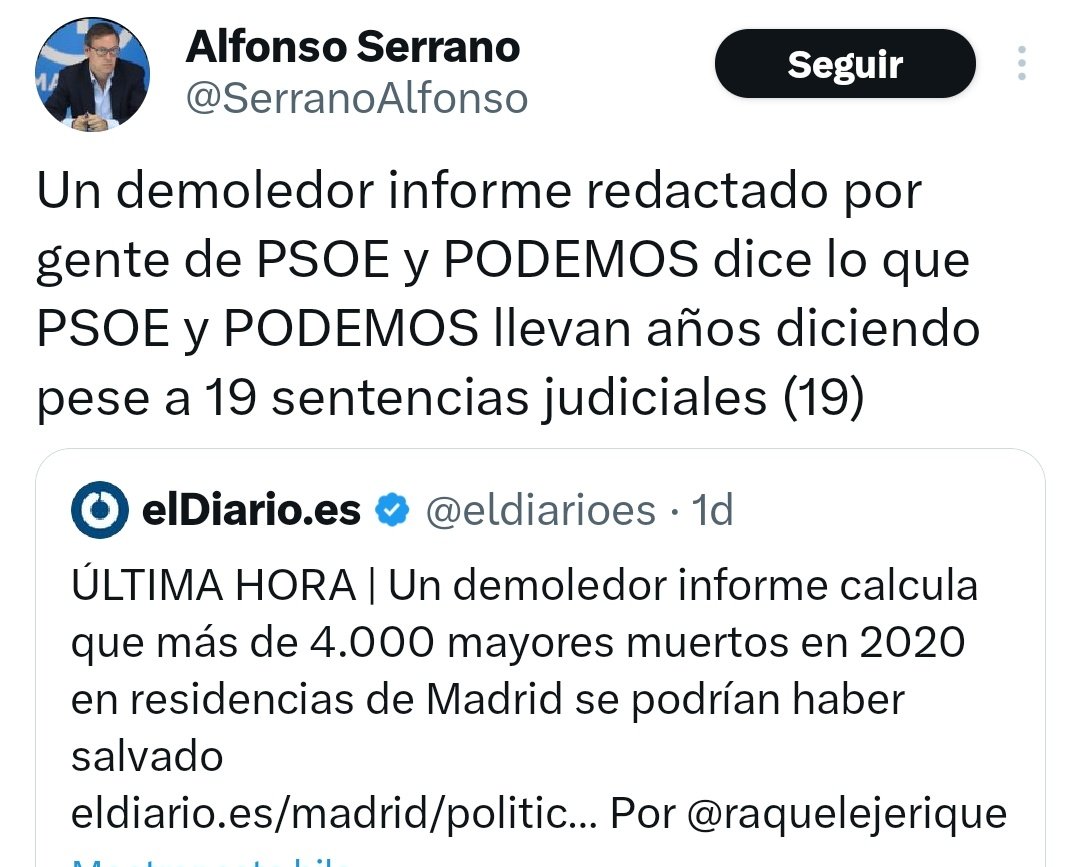 De dónde sacas las 19 sentencias @SerranoAlfonso?
Si presentas una sola de esas sentencias te doy mi sueldo de un mes.
Para que haya sentencia, tiene que haber juicio, cosa que no ha sucedido aún.
Tranquilo que a todo cerdo le llega su San Martín.