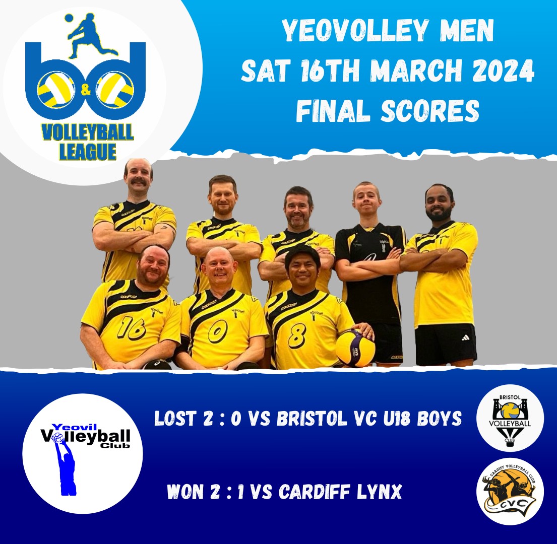YeovilVC's tweet photo. Last 2 games for our men in the B&amp;D league today
1st was a hard fought one v Bristol VC u18 Boys with BVC winning 2-0. Coach's MVP: Rob(13) for his consistent hitting all game
2nd was also close v Cardiff Lynx, YVC taking it 2-1 in the end. Coach's MVP’s: Sean(12) &amp; Przemek(7) https://t.co/U5kr2J8yEf
