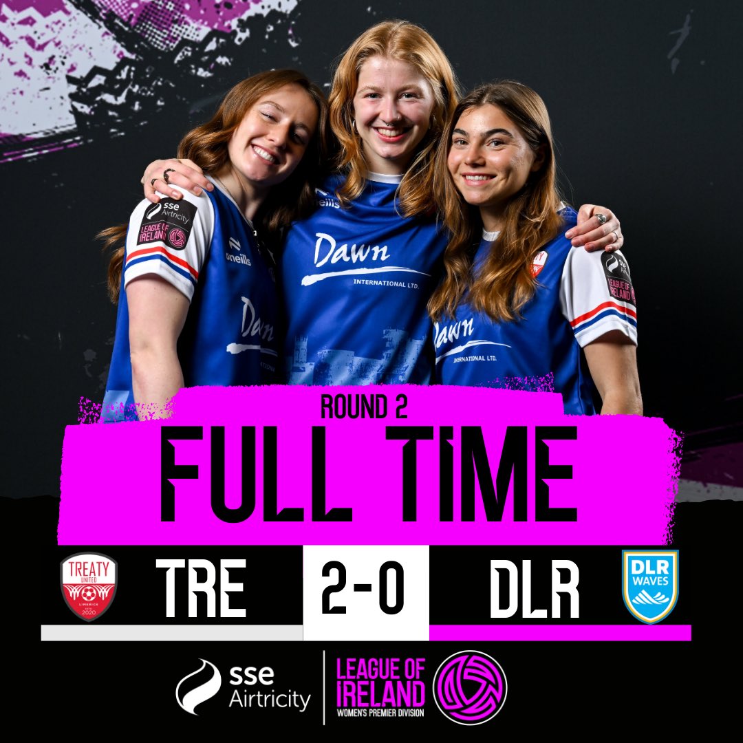 LoiWomen's tweet photo. FT | Treaty United have beaten DLR Waves to grab their first home league win since June 2021 🙌

A great start for the Limerick side 👌

#WLOI | #TREDLR https://t.co/OvdsbMgA5t