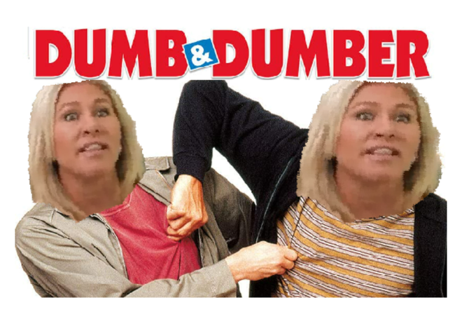 IamVyv's tweet photo. @RepMTG Pardon? #SerialPantyDropper, #MarjeWhoreyTaylorGreene.

Do you honestly think that trying to denigrate your President, Joe Biden by quoting the lying and BSing, dementia ridden, wuckfitted #InsurrectionistInChief, who could not even remember his own family's names is  wise? 🤦‍♂️🙄 https://t.co/VtMdt7m6Sa