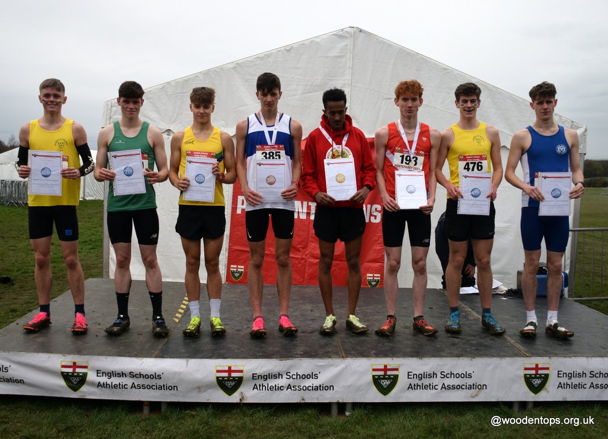 English Schools XC Senior Boys Championship race - First 8 finishers @SchoolAthletics @AthleticsWeekly