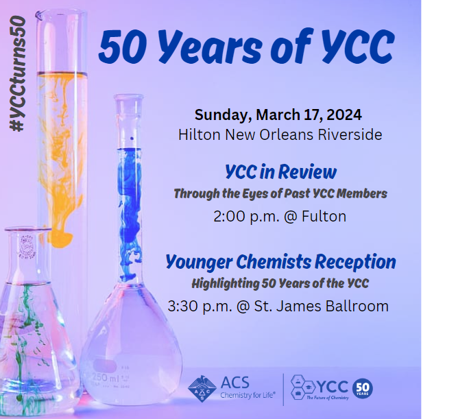 ycc_acs's tweet photo. Join us tomorrow, Sunday, March 17, to celebrate #YCCturns50 at #ACSSpring2024! We're hosting YCC in Review: Through the Eyes of Past YCC Members, followed by a reception, at the Hilton New Orleans Riverside. https://t.co/MLuPUc1hTM