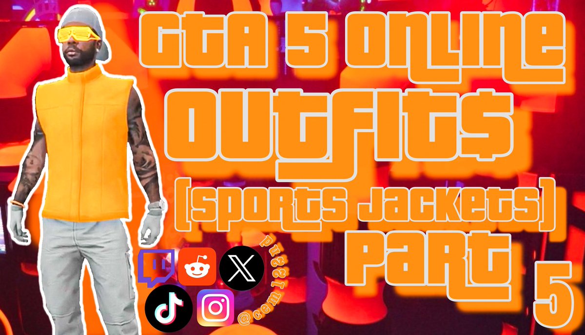 C122nd's tweet photo. NEW VIDEO OUT‼️

The
“Sports Jackets”
outfit collection‼️
Part 5

Click the Link Below
To See Full Video:
https://t.co/KzsXlrLMm6

#GTA5OnlineOutfits
#GTA5Online
#GTAOnline
#GTA5
#GrandTheftAuto5
#GrandTheftAuto5Online
#LosSantosDrugWarsGTA5
#GTAV
#GTAFive
#GTAVOnline https://t.co/vDCMBEqMWq