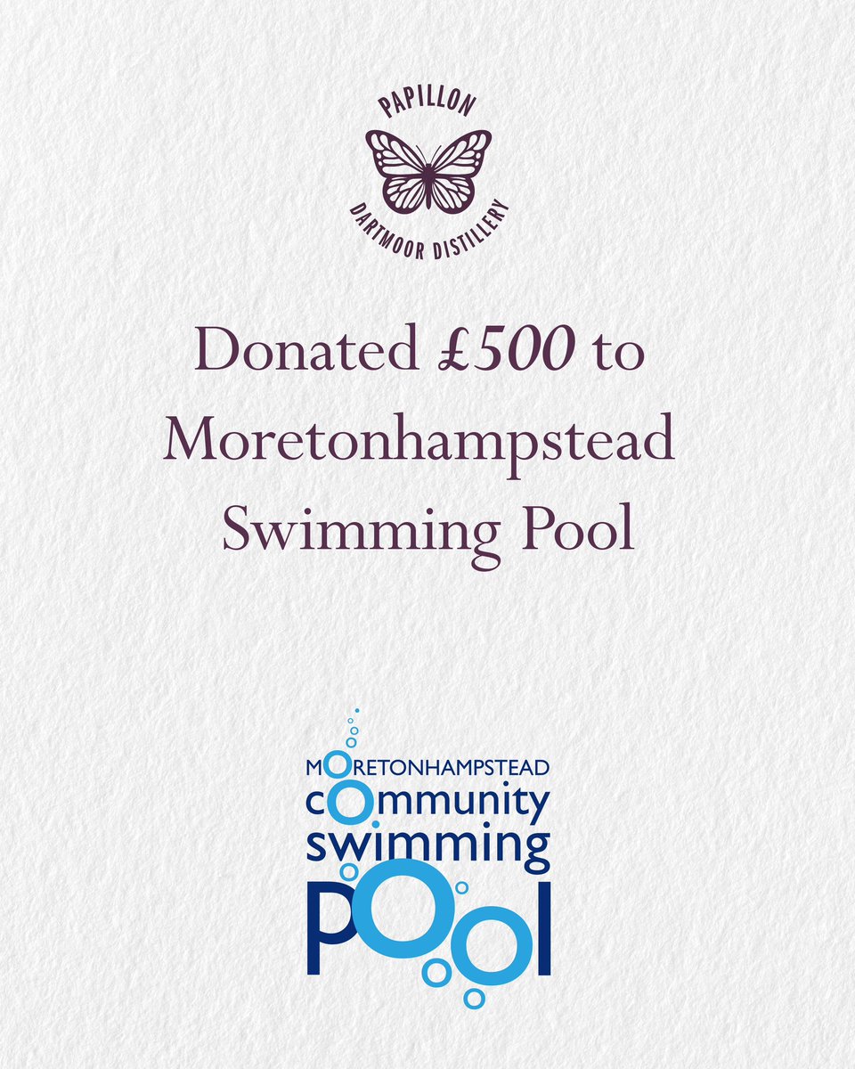 Papillon Gin (@papillongin) on Twitter photo Another of our Papillon legacies is our donation to <a href="/moretonpool/">Moreton Pool</a> We are so lucky to have a community swimming pool in Moretonhampstead and it is only possible through the hard work of a bunch of volunteers.
So looking forward to spending more time at the pool this year 🏊♀️💦 Another of our Papillon legacies is our donation to <a href="/moretonpool/">Moreton Pool</a> We are so lucky to have a community swimming pool in Moretonhampstead and it is only possible through the hard work of a bunch of volunteers.
So looking forward to spending more time at the pool this year 🏊♀️💦