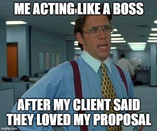 That feeling when your client is into your proposal like it's the season finale plot twist.

Boss mode: activated! Let's get this bread and keep those proposals coming.

#LikeABoss #ClientLove #ProposalWin #Impact10Success #dskills #BusinessSavvy #TheHustleIsReal #OnTheGrind
