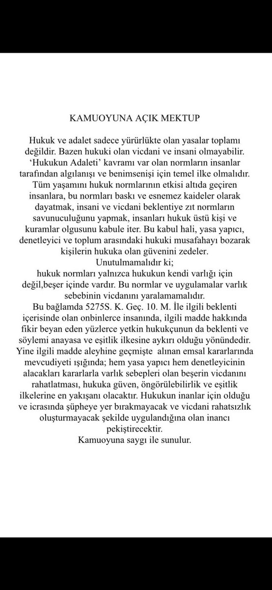 <a href="/_cevdetyilmaz/">Cevdet Yılmaz</a> Başkanım zinde geçirilen süre açık haklarına eklendi
İzindekine +5 içerdekine +3hakkaniyete uygun değildi
Bunlar yetmedi 31.07'den önce 
Hem hükmün kesinleşmesi gerekli hemde kişi c.i.k olmalı şartı Adalete olan güveni zedeledi
Temmuz yasası Revize edilsin HAK YERİNİ BULSUN⚖