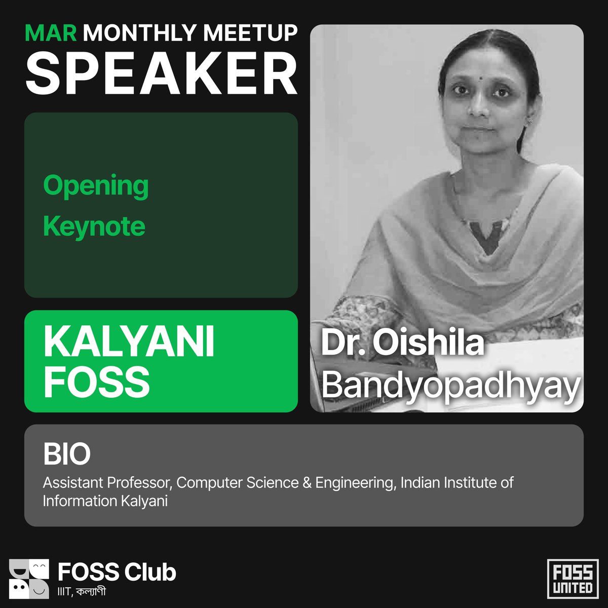 iiitkalyanifoss's tweet photo. Our lineup of speakers for the FOSS Monthly Meetup is here, and they're bringing their A-game! Join us as in world of open source with tech experts and innovators. It's going to be an evening filled with knowledge-sharing and community building. 
@oishila_iiitk https://t.co/fydlHSoMcL