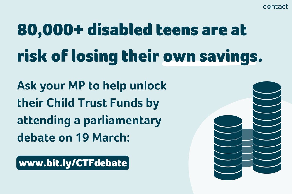 Almost 1,000 parent carers have already invited their MP to attend Tuesday’s parliamentary debate on unlocking Child Trust Funds for disabled youngsters — THANK YOU! If you haven’t yet, it takes just 1 minute to invite your MP via our campaign action: 👉 bit.ly/CTFdebate