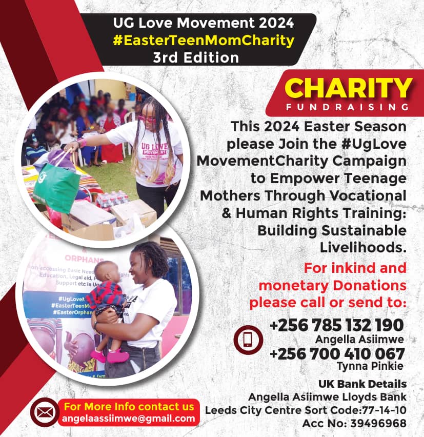 This #EasterTeenMomCharity 3rd Edition aims to empower teenage mothers through vocational & Human rights training to build sustainable livelihoods. Please join us @UgLoveMovement & contribute towards this. #UGLoveMovement #Uganda #Easter @AAssimwe @dkeirungii @PeshPoni