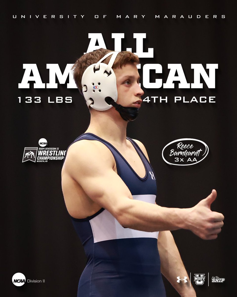 .@UMary’s first 3x @NCAADII Wrestling All-American! Visit GoUMary.com for more! #ForTheShip #LifeAtMary