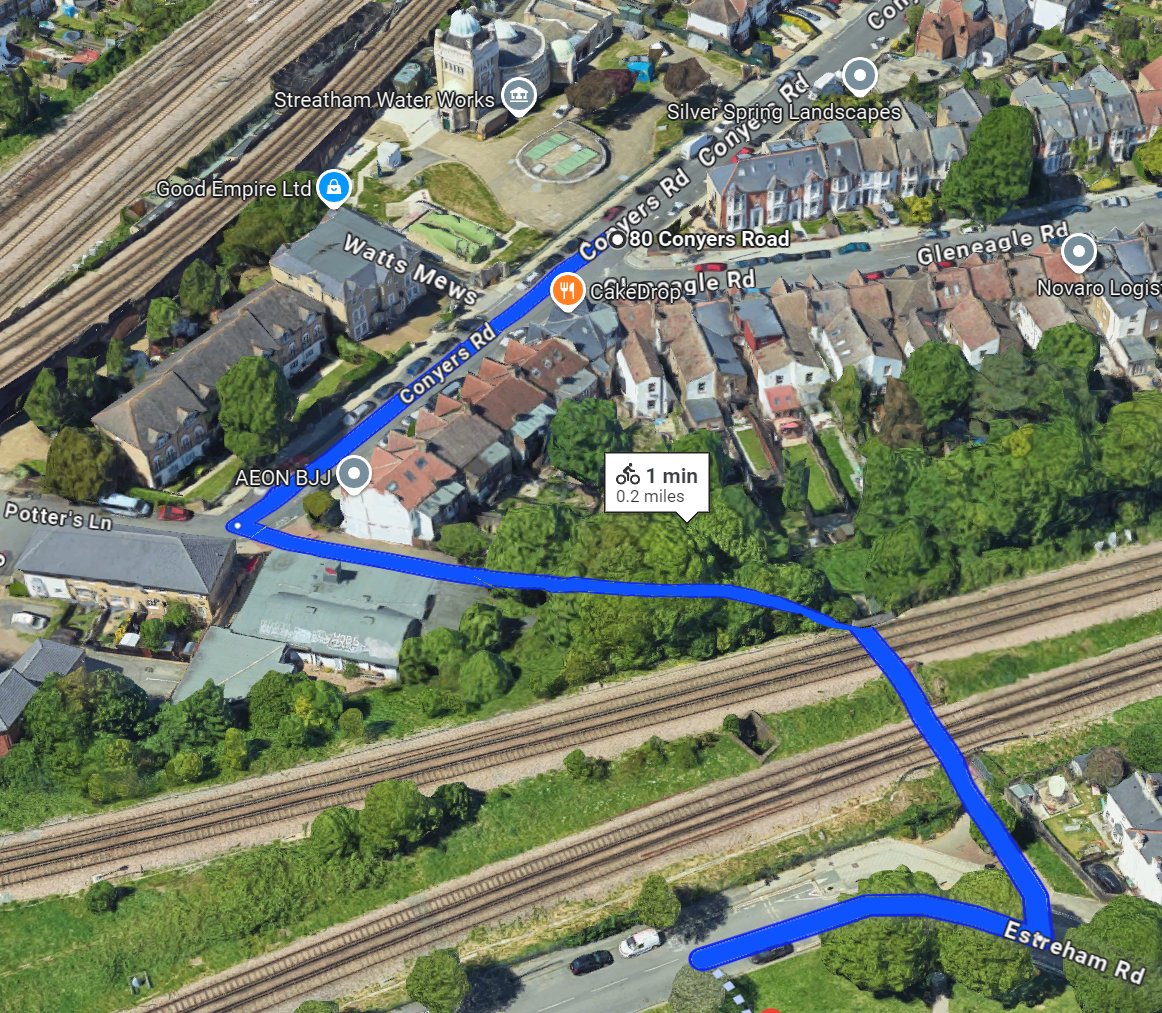 @London_Cycling's 2023 AGM voted to campaign for improvements to cycle routes over or under railway lines that aren't fully accessible due to barriers or stairs. There's one on Quietway 5 in Streatham, linking Estreham Road with Conyers Road. What others in south London?