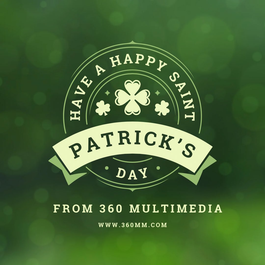 360mm's tweet photo. 🍀 Happy St. Patrick’s Day Weekend from 360 Multimedia! 

💚 Wishing you lots of luck, fun, and shamrock-filled adventures! 

Remember to wear green and spread kindness like leprechaun gold! 🍀

#StPatricksDay #360Multimedia 
#luckoftheirish https://t.co/QVFwrCQGYb