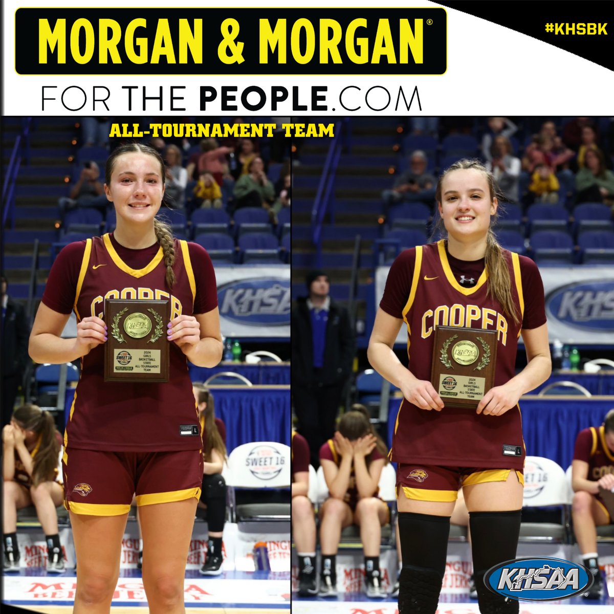 Congratulations to Liz Freihofer and Logan Luebbers Palmer from Cooper on being selected to the All-Tournament Team presented by Morgan & Morgan. @forthepeople. 📷 @toniawittphoto