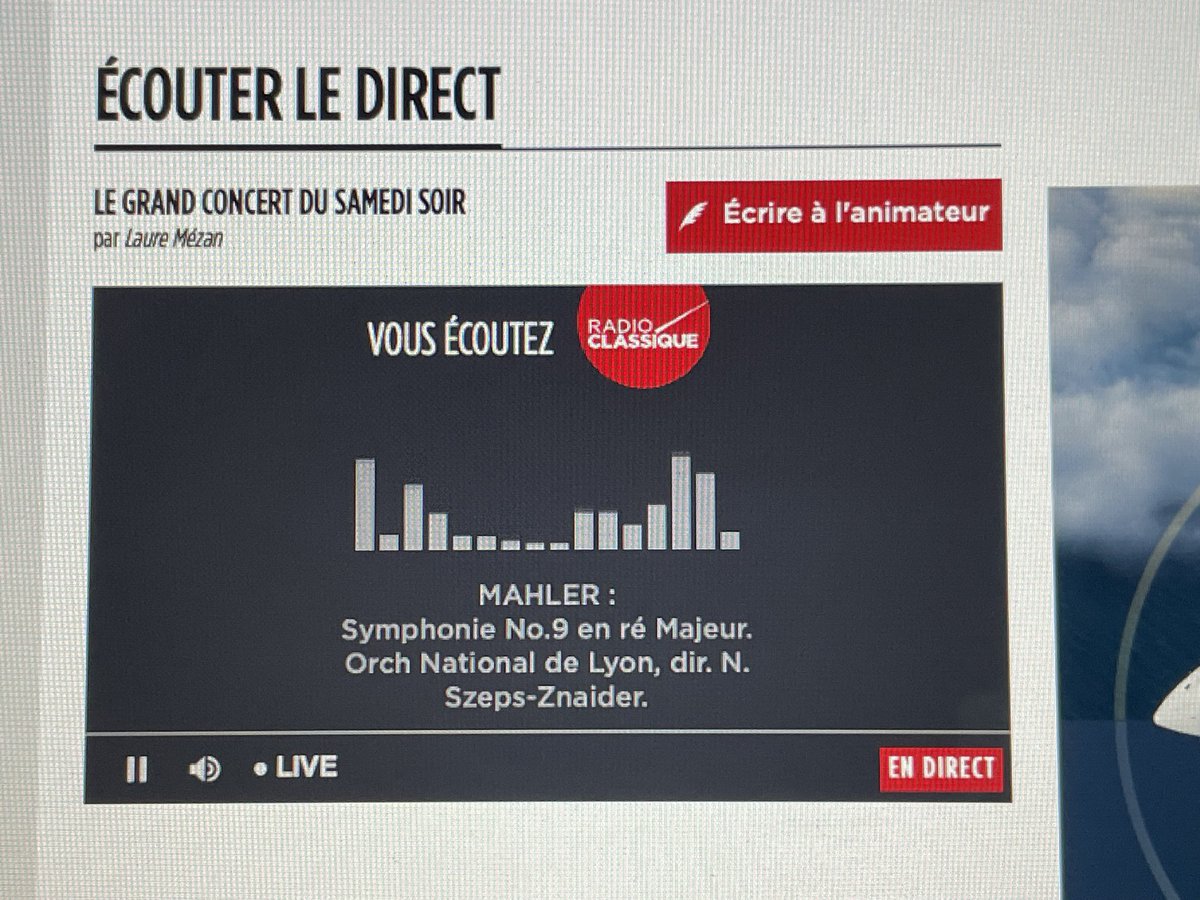 Tout le monde devrait écouter ⁦<a href="/radioclassique/">Radio Classique</a>⁩ à cet instant. On s’y enivre d’une 9eme de Mahler renversante. ⁦<a href="/Auditorium_ONL/">Auditorium-Orchestre national Lyon</a>⁩ ⁦<a href="/villedelyon/">Ville de Lyon</a>⁩