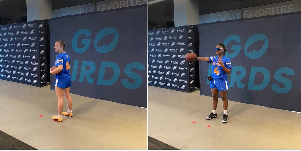 Millville HS Girls Flag Football at Lincoln Financial Field today for the jamboree hosted by the @Eagles !! Coach Rabenold and the team picked up their uniforms today for media day !! Going to be a great season!!