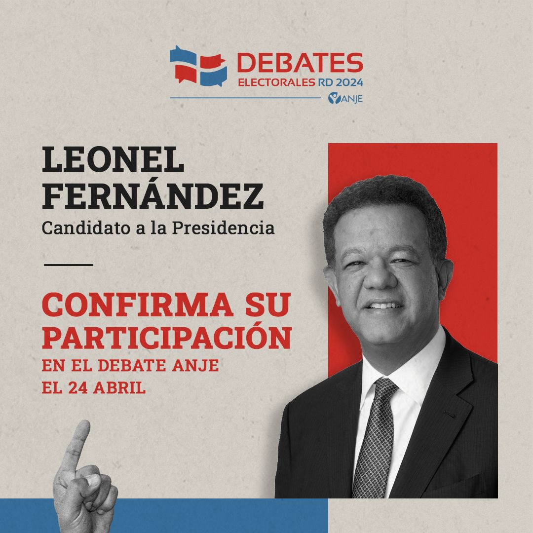 El presidente de la @fpcomunica y candidato a la presidencia @leonelfernandez confirmó hoy su participación en los #AnjeDebates2024 #RDMereceDebates #DebatesRD
