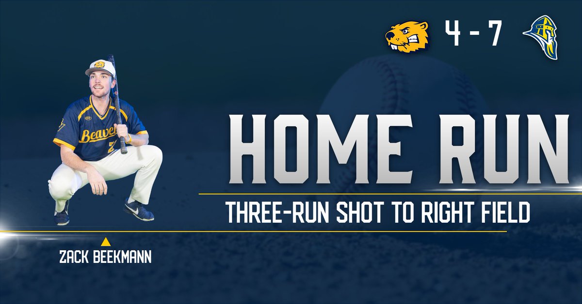 BVU_Baseball's tweet photo. HOME RUN! Zack Beekmann knocks it beyond the right field fence, bringing in three runs and cutting the Augustana lead in half.

Beavers trail 4-7 heading into the bottom of the fifth. #d3baseball #BeaversBuild https://t.co/Xb4m5gFV4X