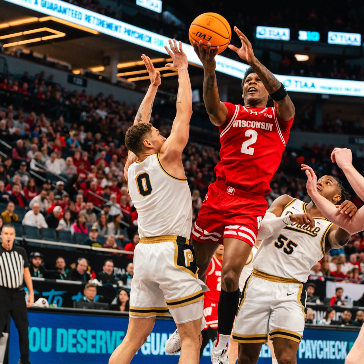 Full steam ahead for @BadgerMBB. The Badgers take down No. 1 Purdue in OT to advance to the Big Ten Tournament Final‼️