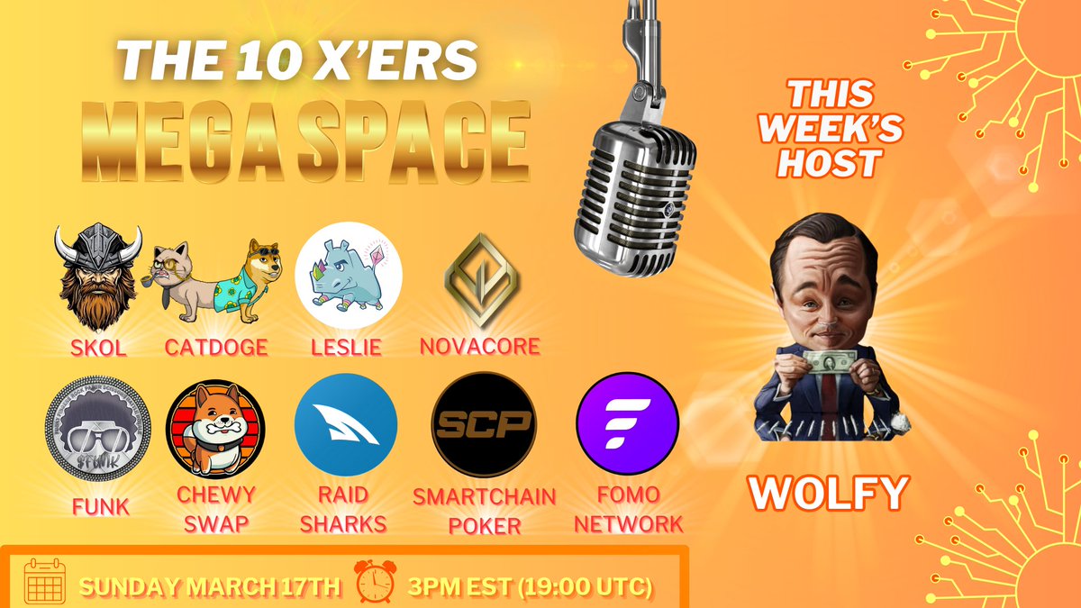 This has been an incredible series, and we're looking forward to figuring out the next step of #The10Xers journey after episode 10!

Let's make this one for the record books 😼🐶🔥

Set your reminders, we'll be live on Saint Patricks day at 3pm EST
x.com/i/spaces/1zqKV…