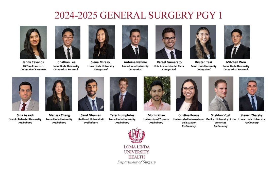 Congratulations and welcome to our LLU Surgery family!