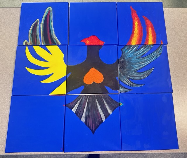 FrankSpraginsHS's tweet image. Our teachers created this collaborative art mosaic, during a team building exercise, with SOS. The phoenix has special significance to the team at Frank Spragins. #DoingWhatsBestForKids #RiseLikeAPhoenix #FMPSD