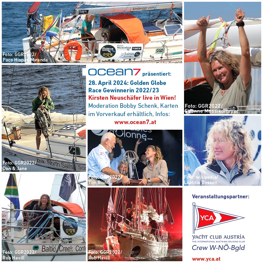 Golden Globe Race-Siegerin Kirsten Neuschäfer kommt am 28. April nach Wien! Eine fantastische Seglerin, Skipperin und Siegerin🏆 Alle Infos und Karten (limitiert auf 200 Personen) unter ocean7.at/news/neuschaef…

#kirstenneuschaefer #goldengloberace #regatta #ocean7magazin