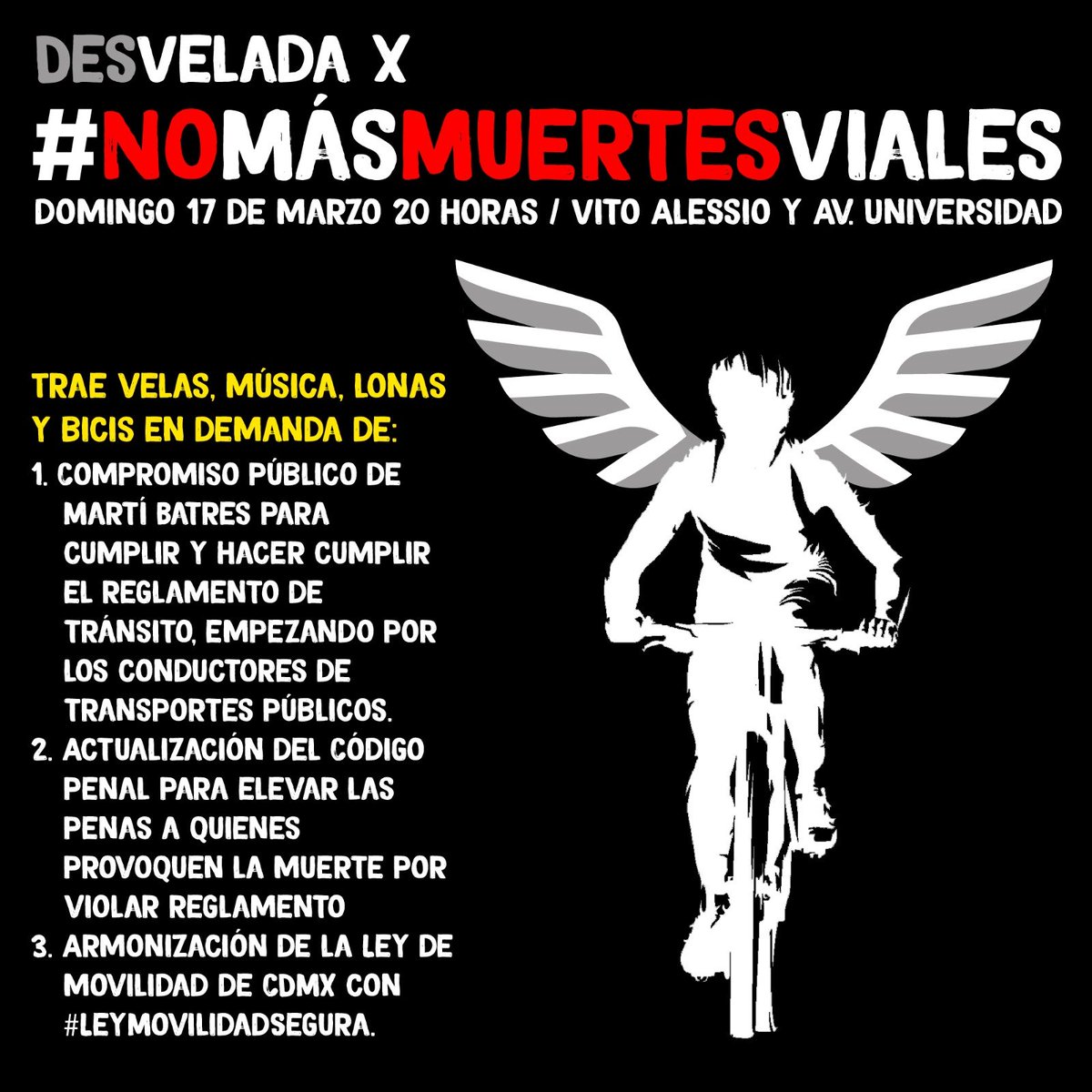 arelibiciteka's tweet photo. ¡Nos vemos mañana en el lugar de la tragedia para decirle fuerte y claro a este gobierno y a candidatxs a gobernar #CDMX que BASTA #NoMásMuertesViales! https://t.co/sg2aY1s3Hq
