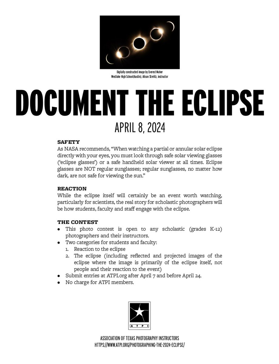 SUBMIT YOUR PHOTOS OF THE ECLIPSE. Deadline April 24, 2024. — atpi.org/photographing-…