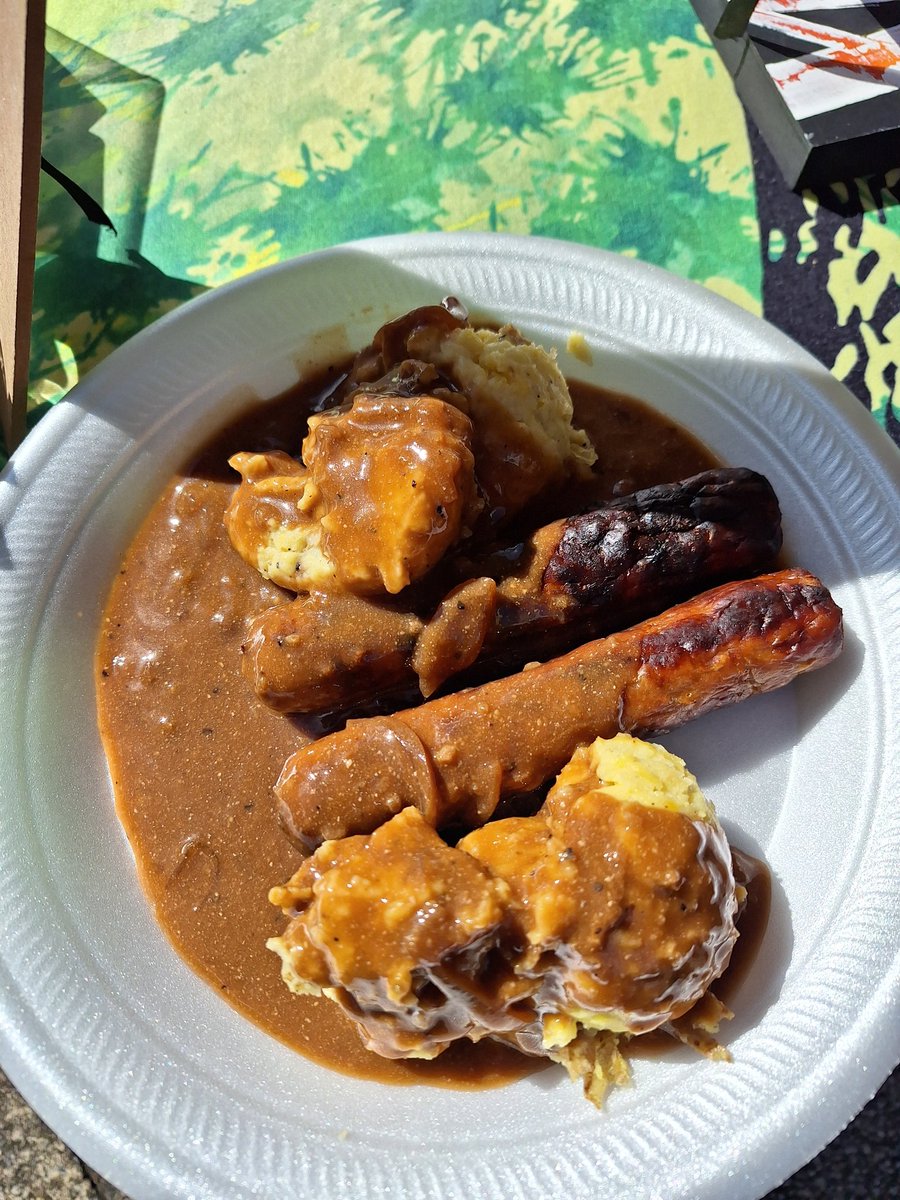 At My second Irish Fest of the season. Thoroughly enjoying my Bangers and Mash