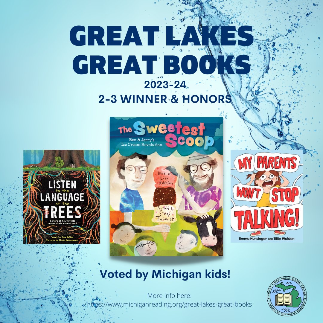 Michigan Great Lakes Great Books Award (@michglgbooks) on Twitter photo Congratulations to our 2-3 winners and honors for 2023-24! <a href="/michiganreading/">Mich Reading Assoc</a>
Winners: @elisaitw & <a href="/StacyInnerst/">Stacy Innerst</a>
Honors: #TeraMKelley & <a href="/MarieHermansson/">Marie Hermansson</a> , #EmmaHunsinger & #TillieWalden Congratulations to our 2-3 winners and honors for 2023-24! <a href="/michiganreading/">Mich Reading Assoc</a>
Winners: @elisaitw & <a href="/StacyInnerst/">Stacy Innerst</a>
Honors: #TeraMKelley & <a href="/MarieHermansson/">Marie Hermansson</a> , #EmmaHunsinger & #TillieWalden