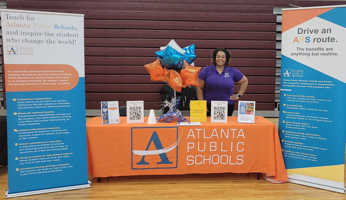 JoinTeamAPS's tweet image. 🚨 Happening Now!!! Join us @APSMidtown until 6pm  for our Hispanic College and Career Event!Meet me at our table to learn all about the career opportunities APS has to offer!!! #SayYestoAPS ⭐#teachers ⭐#busdrivers ⭐#foodserviceworkers and more!