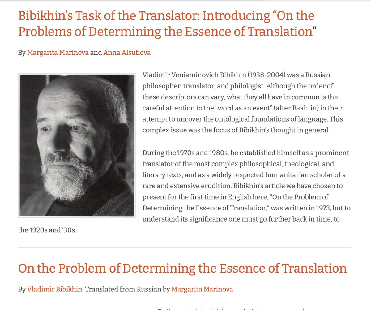 A special double feature will go live on March 18: V. V. Bibikhin's seminal essay on translation, translated from Russian by Margarita Marinova, and an extensive introduction to Bibikhin's thought and his vision of the 'task of the translator.' readingintranslation.com/essays-on-tran…