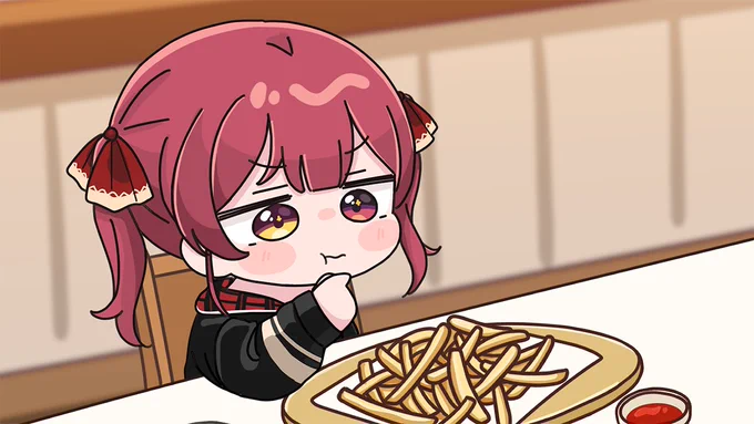海外ロケ中のレストランで、ポテトが美味しすぎて眠気が吹っ飛ぶマリン船長#マリンのお宝 #ノエラート 