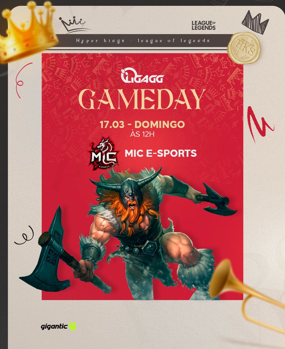 HyperKingsOFC's tweet photo. Amanhã acontece nosso primeiro jogo na @ligagg_ serie A e enfrentamos a MiC Esports 🔥
Bora que amanhã é dia do Rei domar o Dragão 👑
#HyperKings #ligagg #leagueoflegendsbrasil #LeagueOfLegends #lolbr https://t.co/vs76IHD4MY