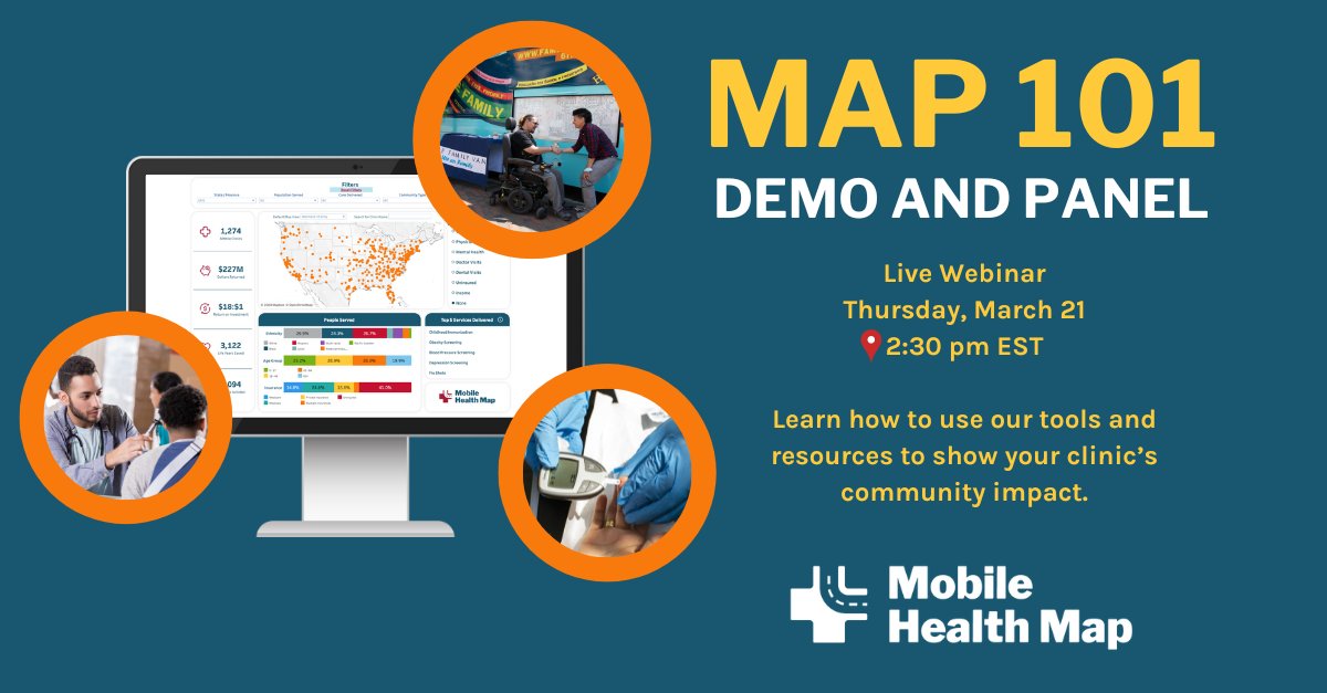 NACHC's tweet photo. Join NACHC partner @MobileHealthMap on March 21 at 2:30 ET for a FREE demo and panel to learn more about tools and resources for mobile clinics. Audience questions will be answered in real time. Details: https://t.co/GT8hCO4h52 https://t.co/h2yselYFQl