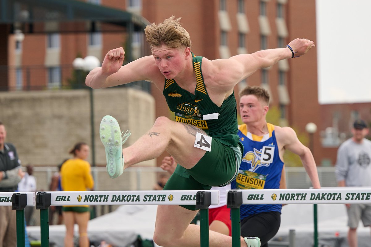 Brock Johnsen ran a personal-best 14.35 to win the 110m hurdles at the UTSA Invitational, ranking 10th on the NDSU all-time list. 

Freshman Trey Heinrich was 3rd in 14.51.