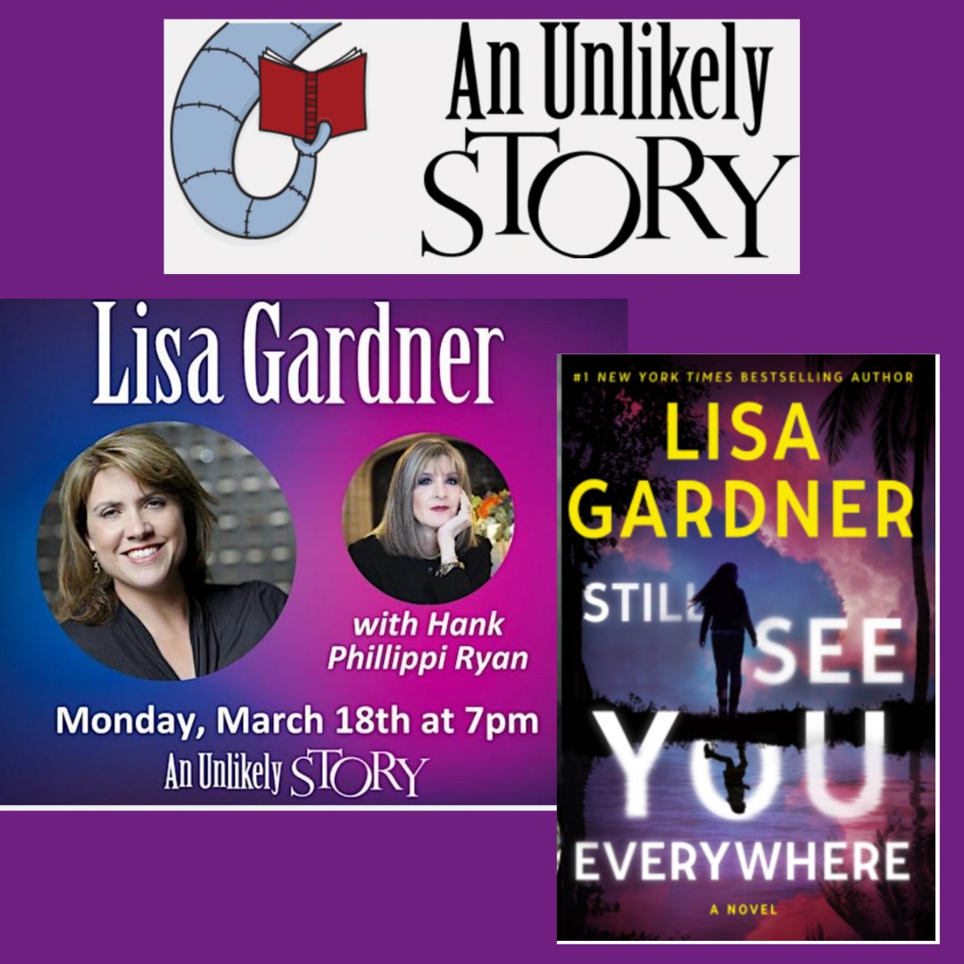 Whoo hoo! SO thrilled about this! Monday Monday! Cannot wait to chat with the incredible @LisaGardnerBks at @unlikelybkstore ! Her brand new STILL SEE YOU EVERYWHERE is riveting...so hurry hurry to sign up and make sure you get a seat! anunlikelystory.com/gardner