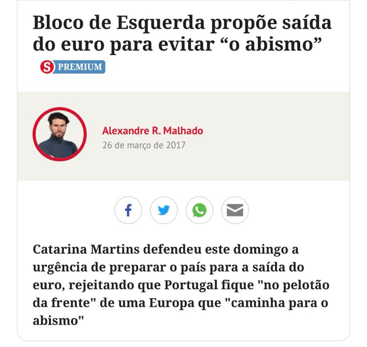 A Catarina Martins que quer que Portugal saia da Europa quer ser deputada na Europa. 🫤🤔