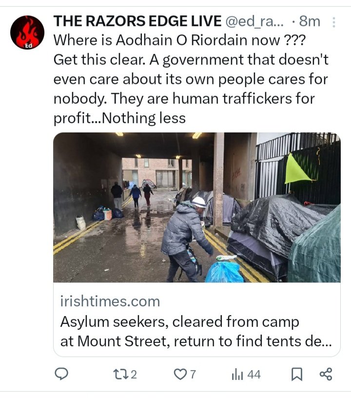 @CharlieFlanagan Really Charlie Shocking!
 yeah right maybe he & his accomplices should have considered more carefully what the criminal people trafficking plantation  of our country would involve
btw aren't the fine gael puppeticians fronting up the traitorous regime #TraitorsOut
#mountstreet