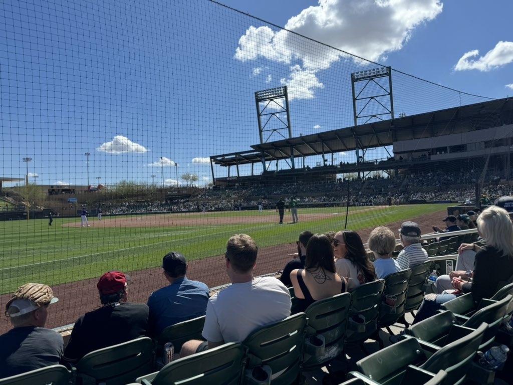 newballpark's tweet photo. #todaysperch with the A-team so to speak. #splitsquad #CactusLeague https://t.co/OKhYXjdUF5