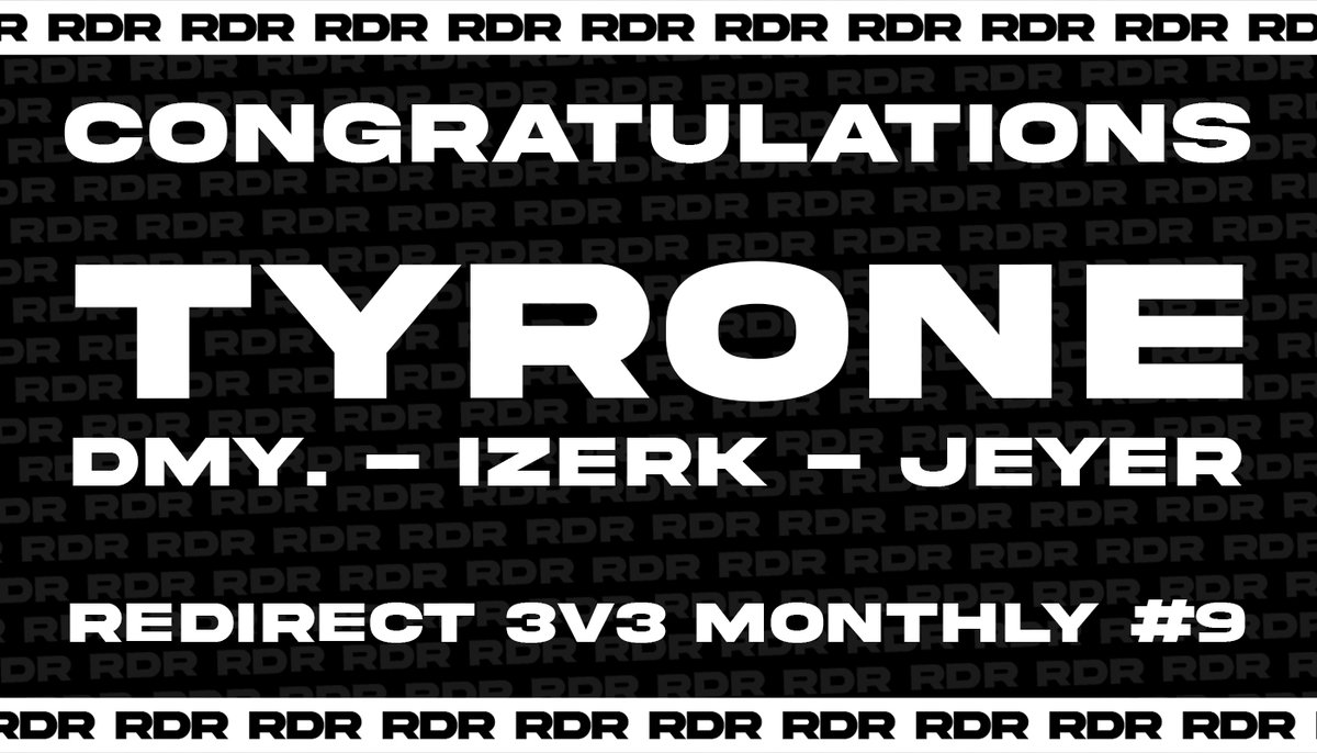 THE THREEPEAT FOR TYRONE! Tyrone are your Redirect 3v3 Monthly #9 Champions, after sweeping AL SHARIB to win 3 events in a row! 🏆 @DmyyRL - @iiZerk - @jeyer_rl 🏆 GGs to everyone that played, make sure to sign up for Redirect 3v3 Monthly #10! #RedirectEsports | #RocketLeague